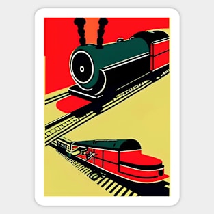 POPART COMIC STYLE RED AND YELLOW STEAM TRAIN Sticker